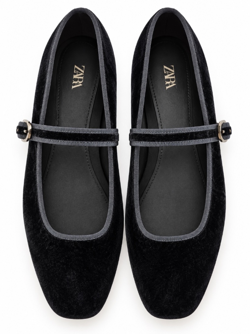 Zara black velvet Mary Jane ballet flats 39/9 event holiday Christmas New Years